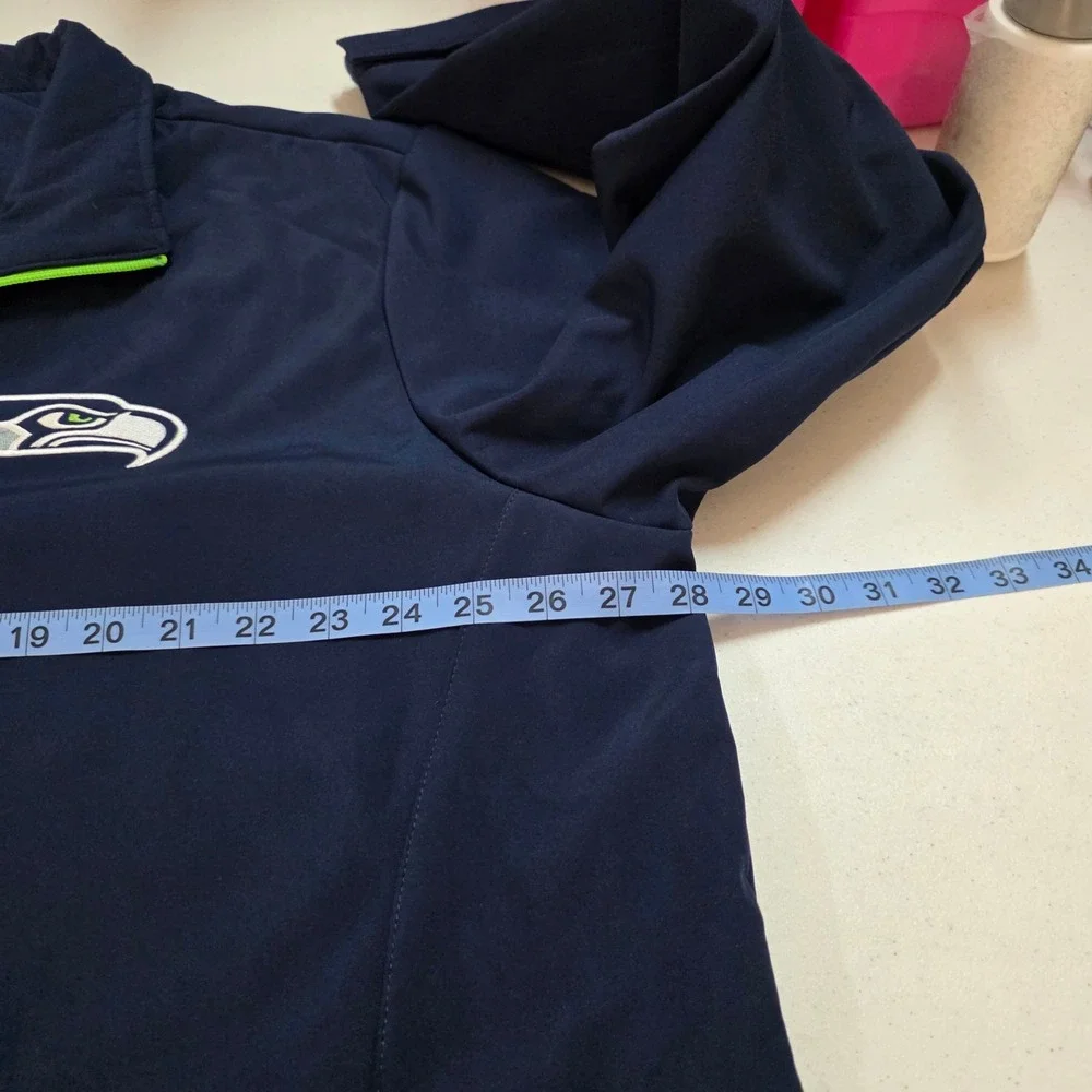 NFL Seattle Seahawks Mens XXL Navy Blue Softshell Full Zip Fleece Jacket Logo